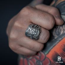 Load image into Gallery viewer, Pentagram ring in 925 silver – Lord Ahriman’s signature seal of darkness
