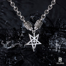 Load image into Gallery viewer, Lord Ahriman Pentagram Reborn occult necklace in 925 sterling silver - Official Dark Funeral jewelry