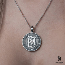 Load image into Gallery viewer, Lord Ahriman Sigil handcrafted sterling silver pendant detail