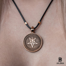 Carregar imagem no visualizador da galeria, Lucifer’s Stamp brass pendant with inverted pentagram – occult symbolism