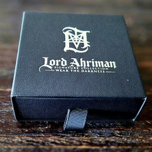 Carregar imagem no visualizador da galeria, Lord Ahriman Signature Jewelry Box – Occult Gift Box with Metallic Logo – Gothic Unboxing – Wear The Darkness – Signed Collector’s Box