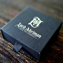 Carregar imagem no visualizador da galeria, Lord Ahriman Signature Jewelry Box – Occult Gift Box with Metallic Logo – Gothic Unboxing – Wear The Darkness – Signed Collector’s Box