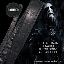 Cargar imagen en el visor de la galería, Lord Ahriman signature guitar strap – black Italian Nappa leather