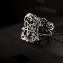 Load image into Gallery viewer, Lord Ahriman Signature Pentagram Ring – Handcrafted 925 Sterling Silver