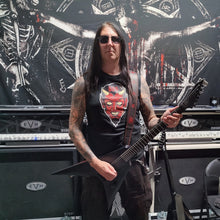 Load image into Gallery viewer, Lord Ahriman Signature Guitar Strap in dark red leather limited edition - Official Dark Funeral stage gear