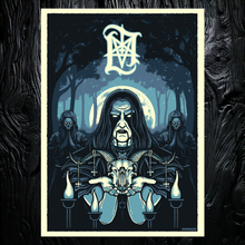 Load image into Gallery viewer, Signed In the Sign of the Horns poster by Lord Ahriman, limited edition gothic black metal art print
