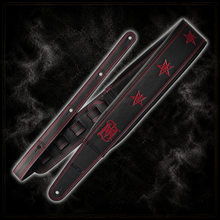Load image into Gallery viewer, Lord Ahriman Signature Guitar Strap in dark red leather limited edition - Official Dark Funeral stage gear

