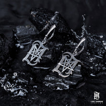 Load image into Gallery viewer, Lord Ahriman Signature Pentagram Earrings in 925 sterling silver - Official Dark Funeral occult jewelry

