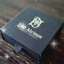 Load and play video in Gallery viewer, Lord Ahriman Signature Jewelry Box – Occult Gift Box with Metallic Logo – Gothic Unboxing – Wear The Darkness – Signed Collector’s Box
