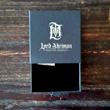 Load image into Gallery viewer, Lord Ahriman Signature Jewelry Box – Occult Gift Box with Metallic Logo – Gothic Unboxing – Wear The Darkness – Signed Collector’s Box
