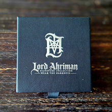 Load image into Gallery viewer, Lord Ahriman Signature Jewelry Box – Occult Gift Box with Metallic Logo – Gothic Unboxing – Wear The Darkness – Signed Collector’s Box
