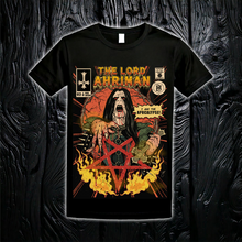 Cargar imagen en el visor de la galería, The Lord Ahriman II T-shirt with GreenDevil artwork – apocalyptic metal design
