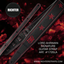Load image into Gallery viewer, Lord Ahriman Signature Guitar Strap in dark red leather limited edition - Official Dark Funeral stage gear

