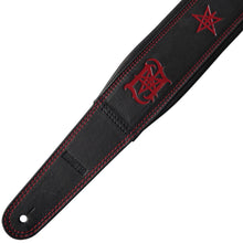 Load image into Gallery viewer, Lord Ahriman Signature Guitar Strap in dark red leather limited edition - Official Dark Funeral stage gear

